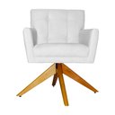 Ver imagem 1 de Poltrona Decorativa Onix Pés Giratório de Madeira Suede Branco - DS Estofados