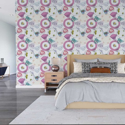 Papel de Parede Animal Canarinhos em Porcelanas Gh Papel de Parede 2,5m