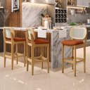 Ver imagem 7 de Kit 06 Banquetas Altas para Cozinha Bancada Sala Tela Betta Fixa L02 Tecido Terracota - Lyam