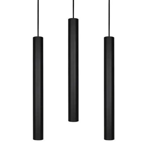 Kit 3 Pendente Tubo 50cm Gu10 Preto para Bancada Cozinha Banheiro Quarto