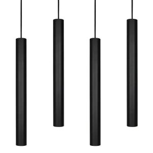 Kit 4 Pendente Tubo 50cm Gu10 Preto para Bancada Cozinha Banheiro Quarto