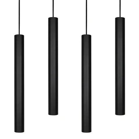 Kit 4 Pendente Tubo 50cm Gu10 Preto para Bancada Cozinha Banheiro Quarto