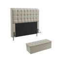 Ver imagem 1 de Kit Cabeceira Estofada Decorativa Rana 160 Para Cama Queen e Calçadeira Sagitarius Couro Artificial