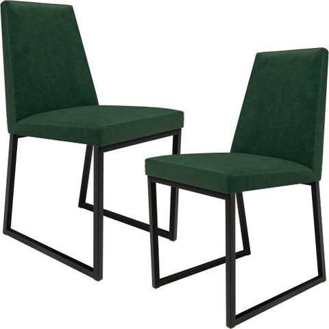 Kit 02 Cadeiras Decorativas Estofada Para Sala de Jantar Dafne L02 Facto Verde Musgo - Lyam Decor