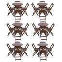Ver imagem 1 de Kit 6 Jogos de Mesa Dobravel com 4 Cadeiras Tampo Redondo 70x70 Imbuia