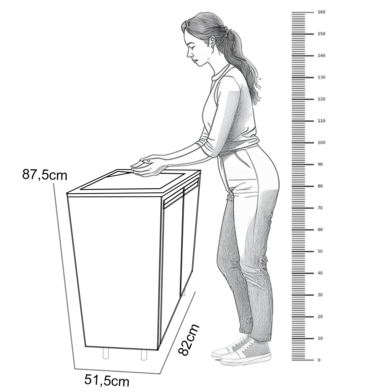 Tanque de Lavar Roupa Inox Gabinete 82cm 2 Portas Montado - 7