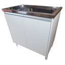 Ver imagem 1 de Tanque de Lavar Roupa Inox Gabinete 82cm 2 Portas Montado