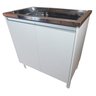 Tanque de Lavar Roupa Inox Gabinete 82cm 2 Portas Montado - 1