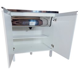 Tanque de Lavar Roupa Inox Gabinete 82cm 2 Portas Montado - 6