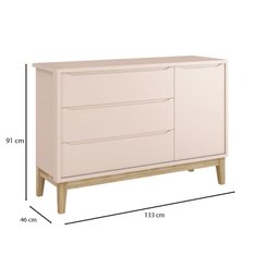 Berço Americano e Cômoda New Classic Rosa com Pés Madeira Natural e Colchão Gazin – Reller - 4