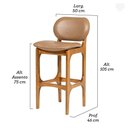Ver imagem 4 de Kit 2 Banquetas Alta Estofada Rafine Madeira Castanho Impermeável Marrom