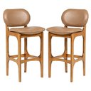 Ver imagem 1 de Kit 2 Banquetas Alta Estofada Rafine Madeira Castanho Impermeável Marrom