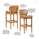 Ver imagem 5 de Kit 2 Banquetas Alta Estofada Rafine Madeira Castanho Impermeável Marrom
