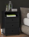 Ver imagem 1 de Mesa de Cabeceira 3 Gavetas Luxo Preto