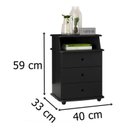 Ver imagem 3 de Mesa de Cabeceira 3 Gavetas Luxo Preto