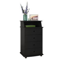 Mesa de Cabeceira 4 Gavetas Luxo Ii Preto - Ej Móveis - 2