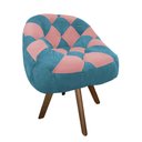 Ver imagem 2 de Poltrona Paloma Escritório Sala Giratória Madeira Suede Azul Turquesa e Suede Rose - Dominic Decor