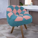 Ver imagem 1 de Poltrona Paloma Escritório Sala Giratória Madeira Suede Azul Turquesa e Suede Rose - Dominic Decor