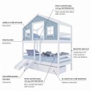 Ver imagem 4 de Beliche Casinha Dos Sonhos com Escada/ Escorregador e 02 Gavetas Madeira Maciça Branco|Azul Housin