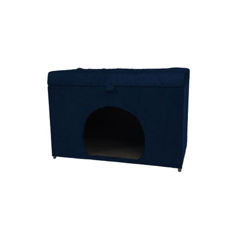 Puff Pet Baú Estofado para Cachorro e Gato - Azul Marinho