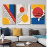 Kit com 3 quadros pintados a mão em estilo moderno minimalista para decoração medindo 90x60cm cada - 1