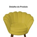 Ver imagem 2 de Poltrona Decorativa Pétala Couro Amarelo Pés Madeira Mz Decor