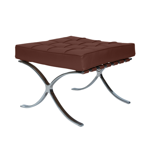 Banqueta Barcelona Base Inox Couro Natural Legitimo:telha