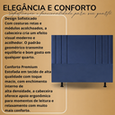 Ver imagem 6 de Cabeceira Suede 140 cm Casal Moderna Frame Estofada Cama Box:Azul Marinho