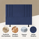 Ver imagem 5 de Cabeceira Suede 140 cm Casal Moderna Frame Estofada Cama Box:Azul Marinho