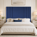 Ver imagem 1 de Cabeceira Suede 140 cm Casal Moderna Frame Estofada Cama Box:Azul Marinho
