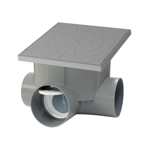 Caixa de Passagem e Inspeção de Esgoto com Válvula Capacidade 7 Litros Cor Cinza Durín