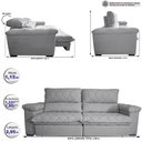 Ver imagem 2 de Sofá Retrátil e Reclinável 2,95m Molas Ensacadas Cama inBox Big Home Bordado 3D Linho Cinza