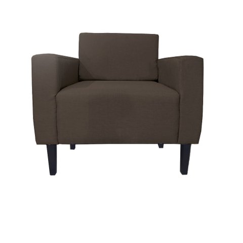 Poltrona Decorativa Leticia Slim Couro Marrom Pés Madeira Ms Decor