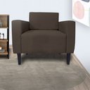 Ver imagem 3 de Poltrona Decorativa Leticia Slim Couro Marrom Pés Madeira Ms Decor