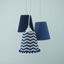 Ver imagem 2 de Lustre Pendente Luminária Azul Marinho e Branco com Pompom