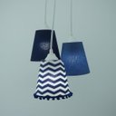 Ver imagem 3 de Lustre Pendente Luminária Azul Marinho e Branco com Pompom