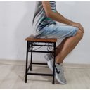 Ver mais imagens de Banco quadrado luxo reforçado ferro madeira artesanal rústico