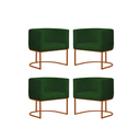 Ver imagem 1 de Kit4 Poltronas Reforçada Decorativa Sala Estar Jantar Gabriela Base Ferro Bronze Suede:verde