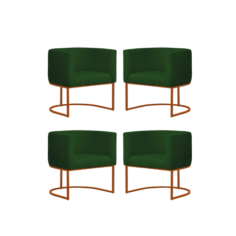 Kit4 Poltronas Reforçada Decorativa Sala Estar Jantar Gabriela Base Ferro Bronze Suede:verde