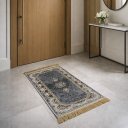 Ver imagem 1 de Tapete Persa Royal Cinza 50x100cm Fio Acetinado - Decoração para Quarto e Sala