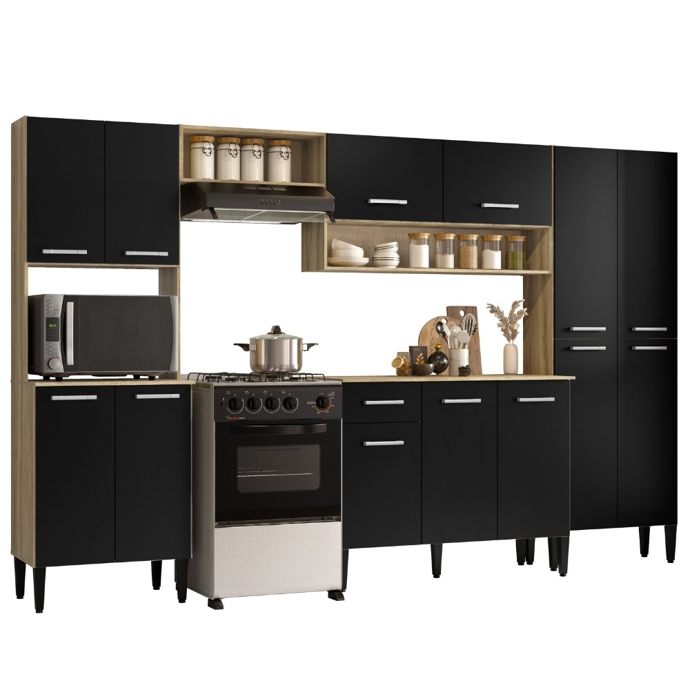 Armário Cozinha Completa Arizona Plus Carvalho | MadeiraMadeira