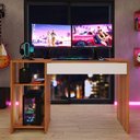 Ver imagem 2 de Mesa para Pc Gamer e Escritório Smart com Gaveta e Corrediças Telescópicas em MDP Jequitiba/Off