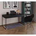 Ver imagem 1 de Escrivaninha Estilo Industrial Malta Preta 137x53cm Ferro Preto com 1 Poltrona Preta Eam Marrom
