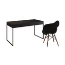 Ver imagem 6 de Escrivaninha Estilo Industrial Malta Preta 137x53cm Ferro Preto com 1 Poltrona Preta Eam Marrom