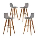 Ver imagem 2 de Kit 4 Banquetas de Luxo Línea Aço Champanhe Assento em Linho - Cinza