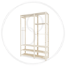 Closet aberto Para Organizar Estilo Rústica Wood On Design Arara de roupas pinus multiuso - 5