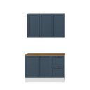 Ver imagem 2 de Cozinha Modulada Compacta Americana 2 Peças com Balcão 2 Portas 2 Gavetas Tampo Unna