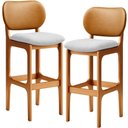 Ver imagem 1 de Kit 2 Banquetas Alta Bar Cozinha Jantar Betta L02 Imbuia Couríssimo Whisky Linho Cinza - Lyam