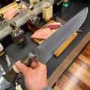 Ver imagem 5 de Faca Larga Picanheira 10' Inox Artesanal Churrasco Cabo Misto Trabalhado Madeira Osso Resina