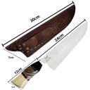 Ver imagem 3 de Faca Larga Picanheira 10' Inox Artesanal Churrasco Cabo Misto Trabalhado Madeira Osso Resina